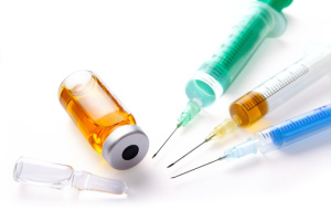 3 syringes and ampoules